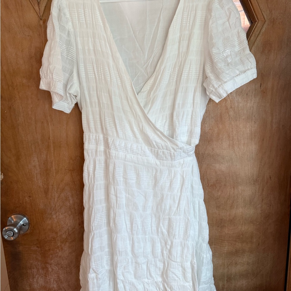 Draper James Cream Textured Wrap Midi Dress